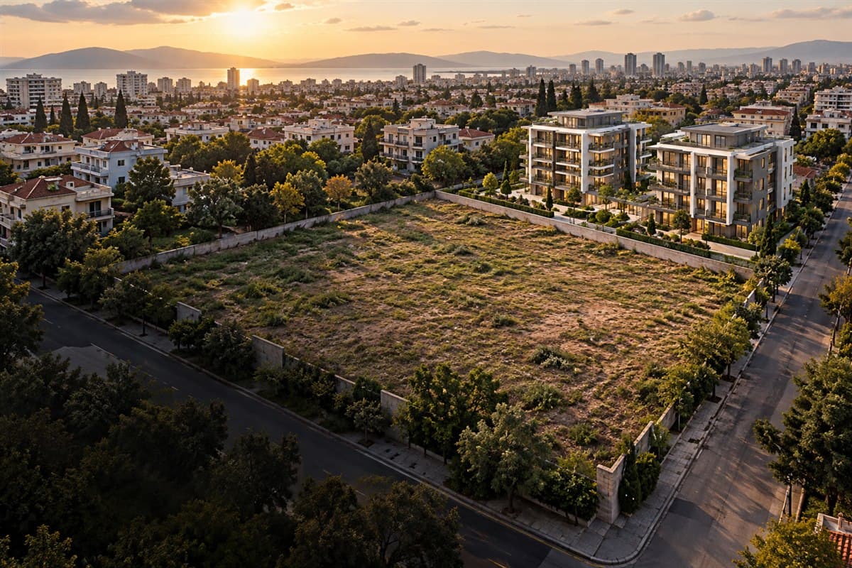 Konut geliştirmeye uygun şehir içi arsa ve çevresindeki modern yapılar